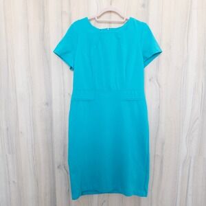 Talbots Womens Dress Size 8 Teal Sheath Knee Length Classic Chic Career‎ Retro